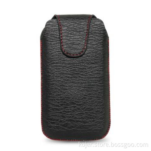 Mobile Phone Pouch, Made of PU Material with Retractable Pull-tab and Hidden Magnetic Flap Closure